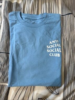 Anti Social Social Club Light Blue Tee with White Chest Logo